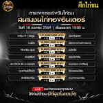 ตารางการแข่งขันไก่ชน (สนามชนไก่ทองอินเตอร์) เสาร์ที่ 18 เมษายน 2569 (เวลา 10:00 น.)