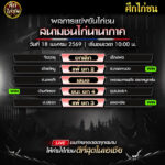 สรุปผลไก่ชน วันที่ 18/เมษายน/2569 สนามชนไก่นานาภาค