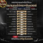 ตารางการแข่งขันไก่ชน (สนามชนไก่ทองอินเตอร์) เสาร์ ที่ 13 มิถุนายน 2569 (เวลา 10:00 น.)