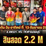 ส.แพรวา 🆚 TKฟาร์ม เริ่ม 2.2m วันอาทิตย์ที่ 13 กันยายน เวทีสนามนานาชาติเจ้าสัว